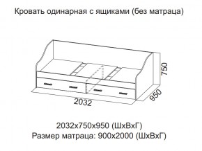 Кровать одинарная с ящиками (Без матраца 0,9*2,0) в Александровске - aleksandrovsk.магазин96.com | фото